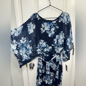 NWT Gorgeous butterfly sleeve semi sheer dress